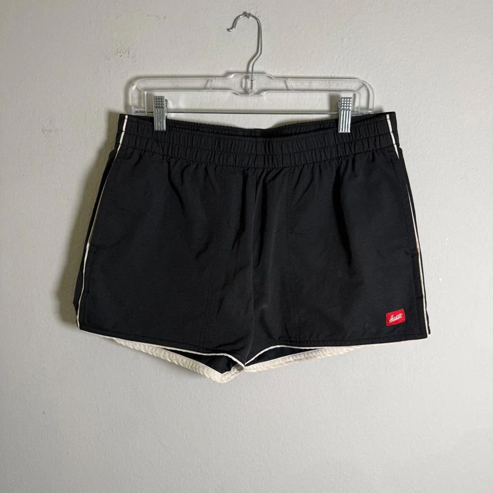 Hammies Santa Barbara Mens Black Retro Swim Trunks Shorts Size 34 Piping